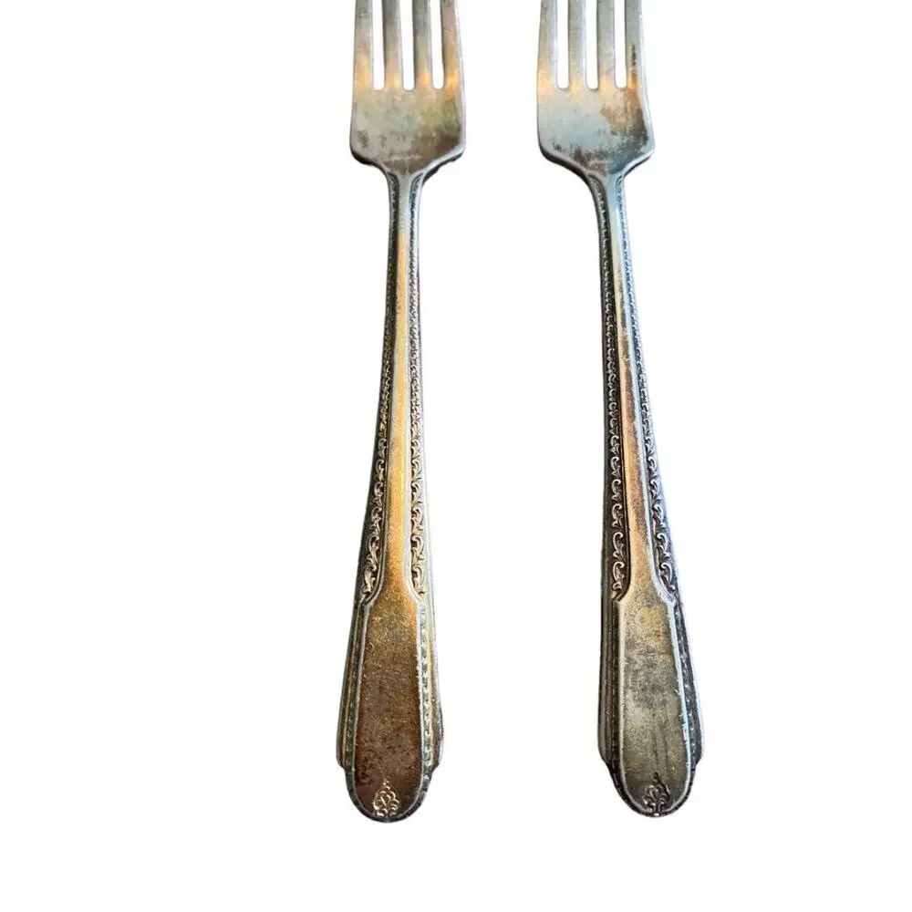 Antique 1937 Gorham Cavalier Silverplate Silverware Forks flatware Art Nouveau -